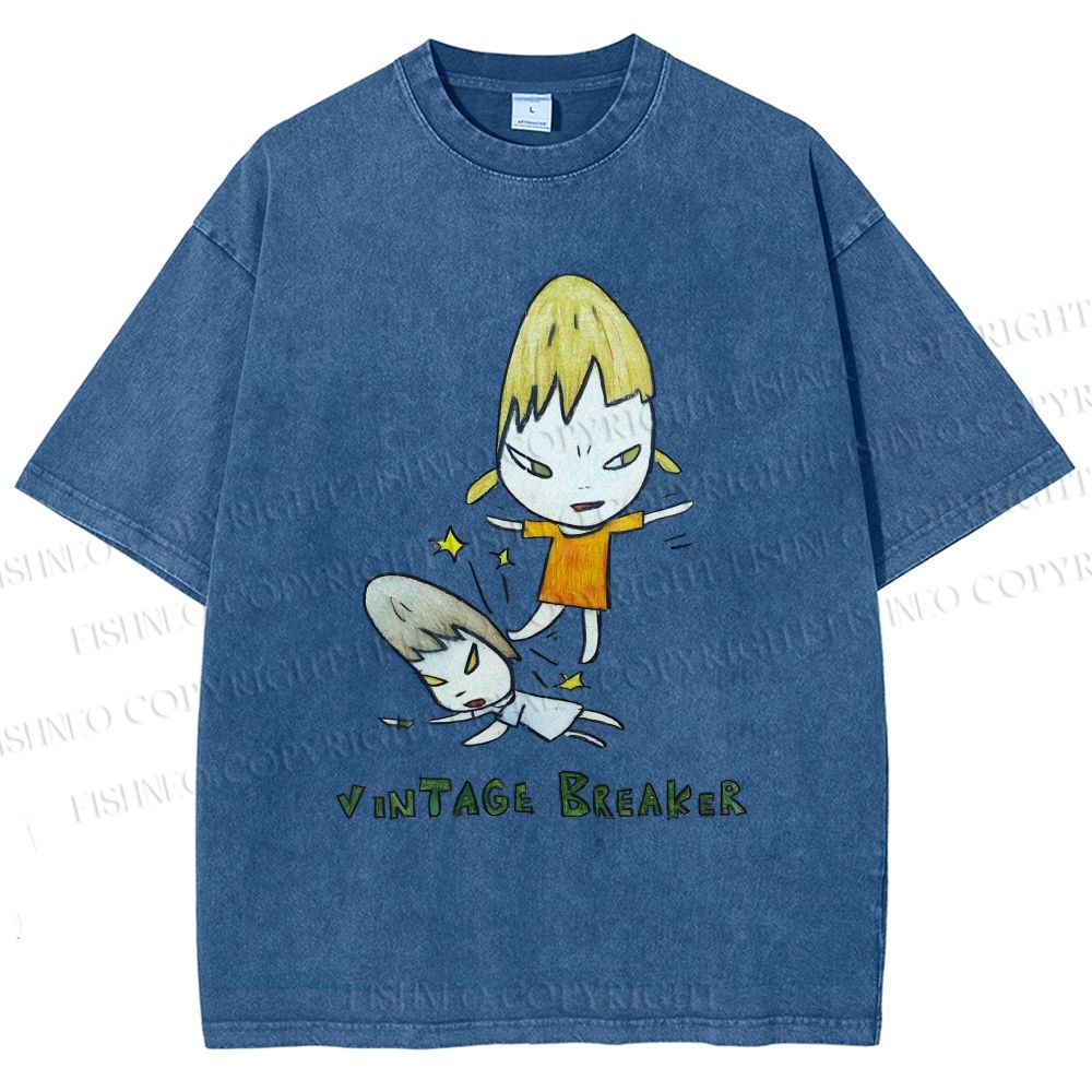Unisex Yoshitomo Nara Vintage Breaker Printed Washed Tee