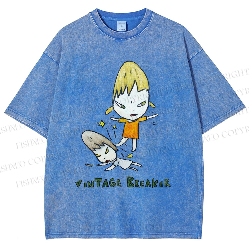 Unisex Yoshitomo Nara Vintage Breaker Printed Washed Tee