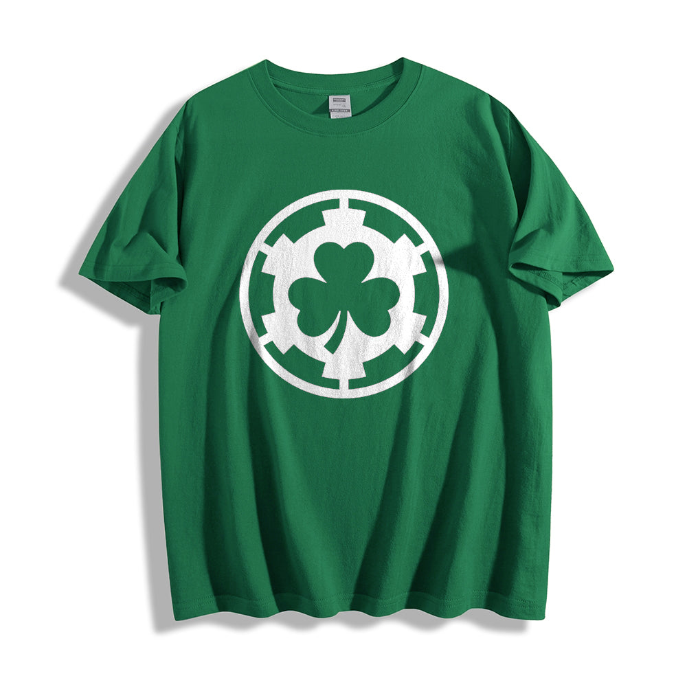 Unisex Classic Cotton Four-Leaf Clover Printed Folded T-shirt
