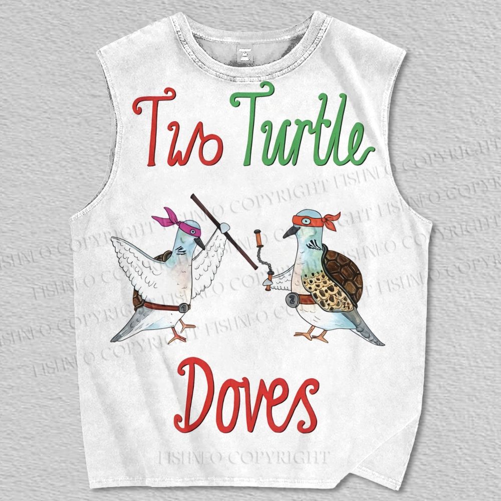 Unisex Two Turtle Doves Printed Tank Top