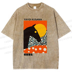 Unisex Yayoi Kusama Horse Printed Washed Tee