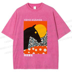 Unisex Yayoi Kusama Horse Printed Washed Tee