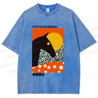 Unisex Yayoi Kusama Horse Printed Washed Tee