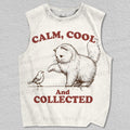 Unisex Calm Cool And Collected Cat Printed Tank Top