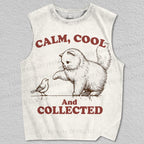 Unisex Calm Cool And Collected Cat Printed Tank Top