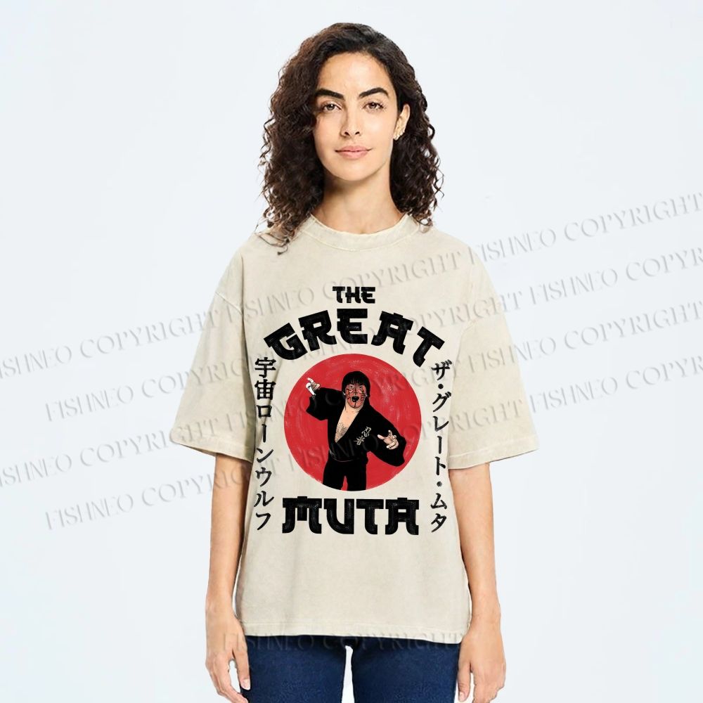Unisex Keiji Mutoh The Great Muta Printed Washed Tee