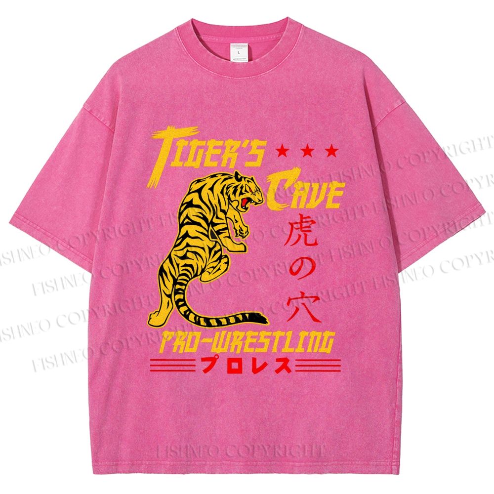 Unisex Tiger's Cave Printed Washed Tee