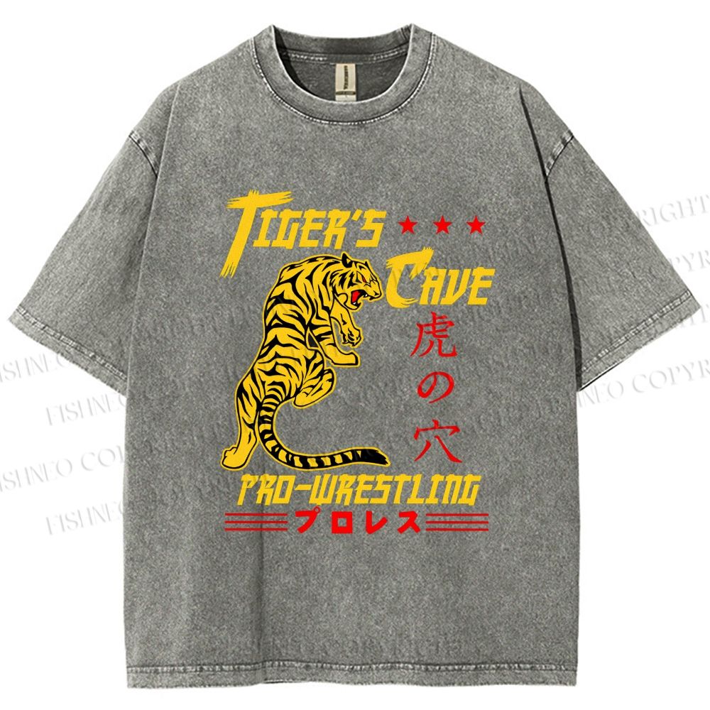 Unisex Tiger's Cave Printed Washed Tee