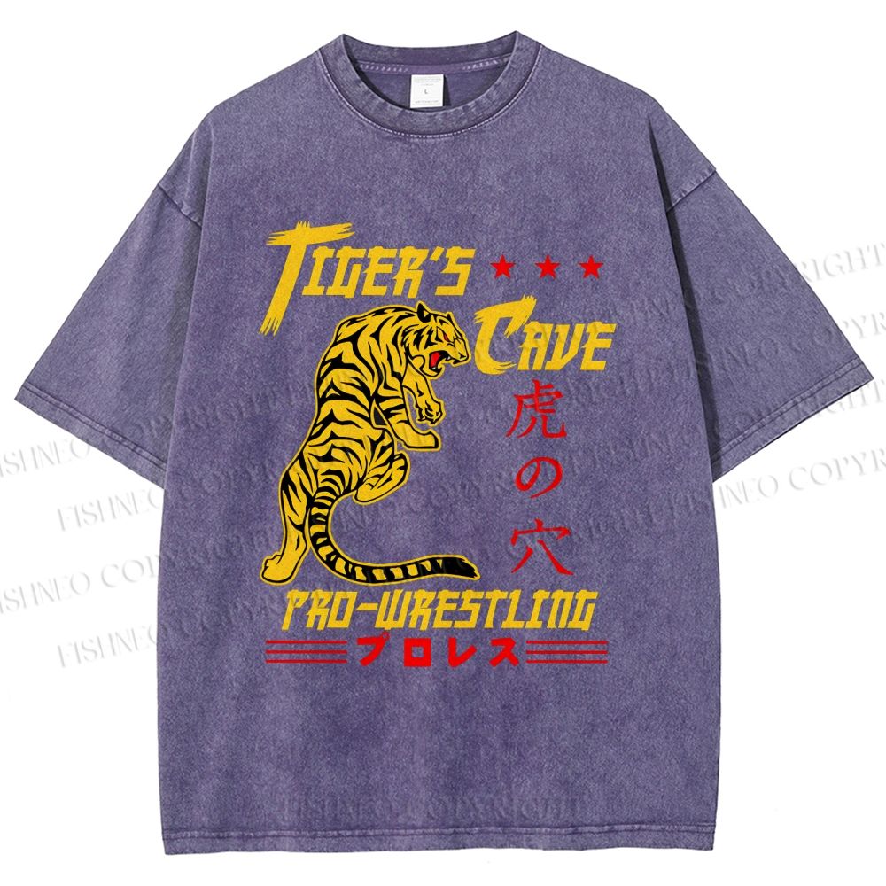 Unisex Tiger's Cave Printed Washed Tee