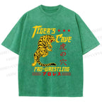 Unisex Tiger's Cave Printed Washed Tee