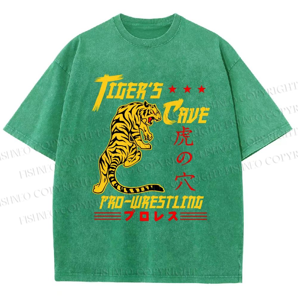 Unisex Tiger's Cave Printed Washed Tee