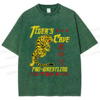 Unisex Tiger's Cave Printed Washed Tee