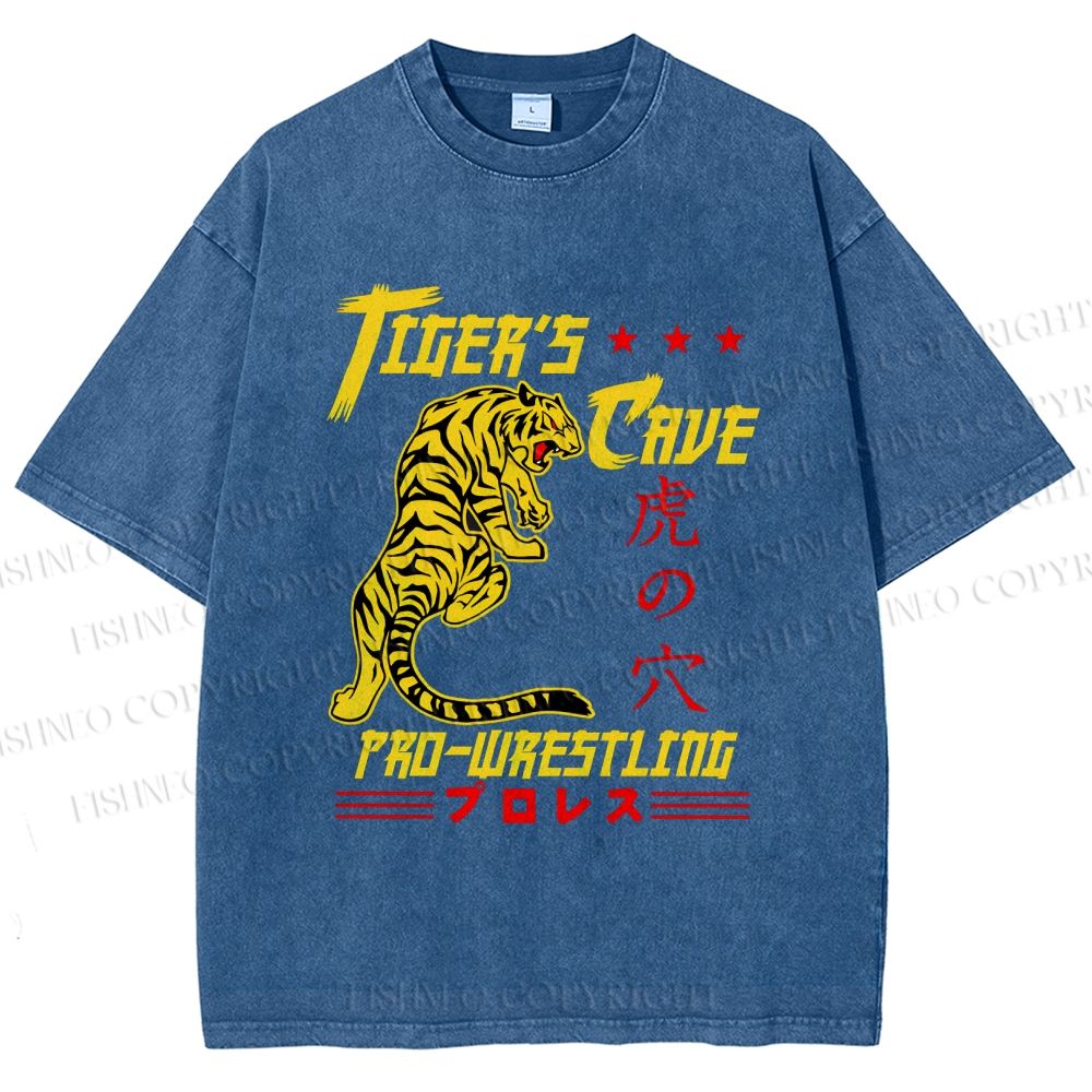 Unisex Tiger's Cave Printed Washed Tee