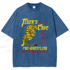 Unisex Tiger's Cave Printed Washed Tee