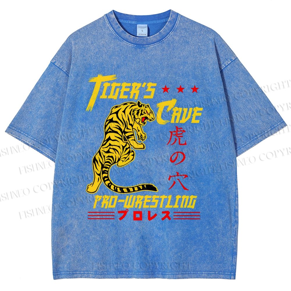 Unisex Tiger's Cave Printed Washed Tee
