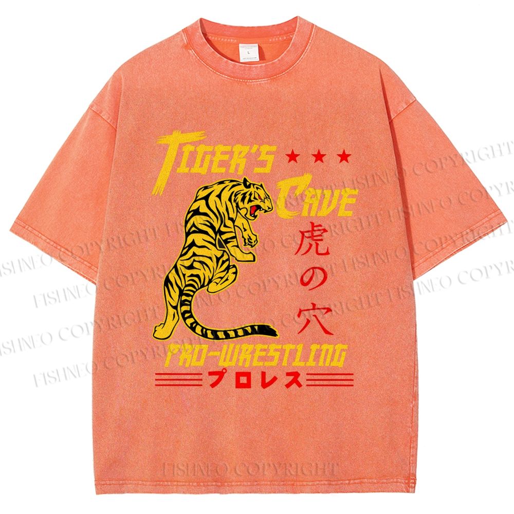 Unisex Tiger's Cave Printed Washed Tee