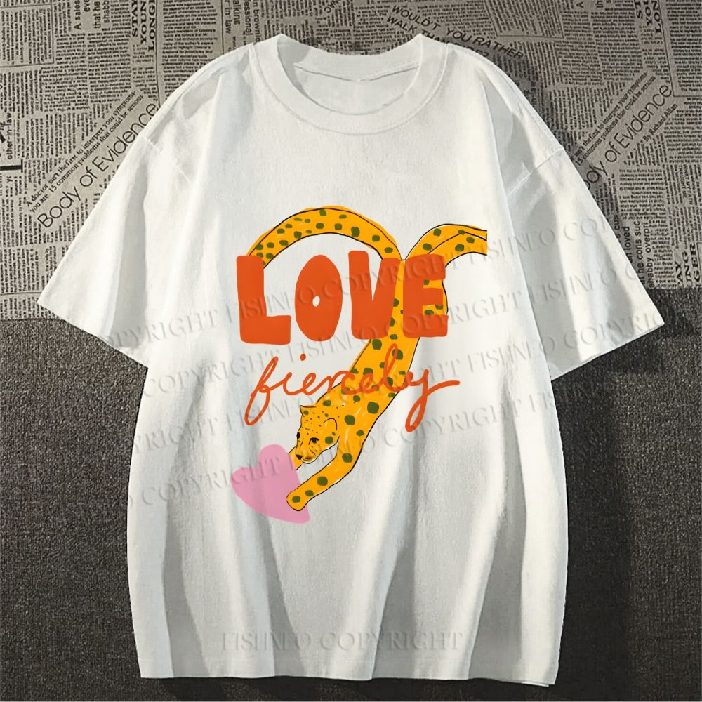 Unisex Classic Cotton Funny Panther in Love Printed T-shirt
