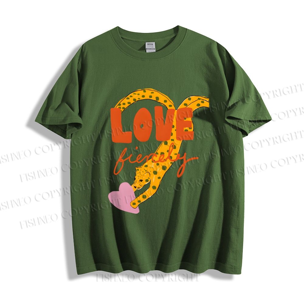 Unisex Classic Cotton Funny Panther in Love Printed T-shirt