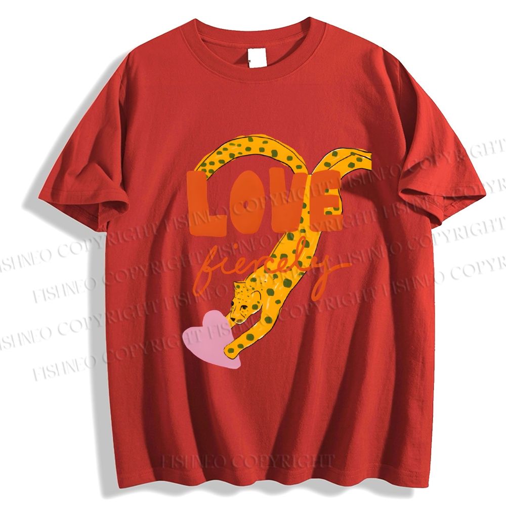 Unisex Classic Cotton Funny Panther in Love Printed T-shirt