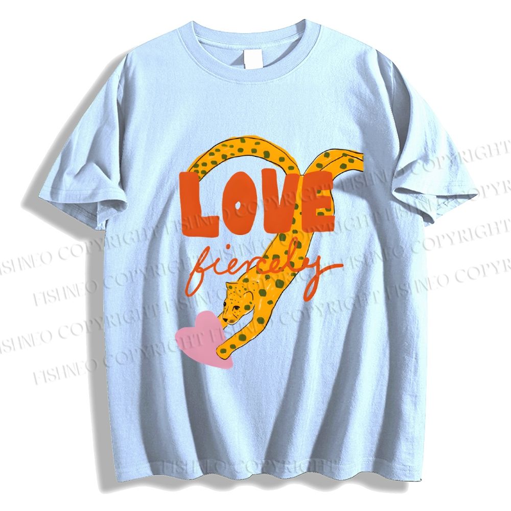 Unisex Classic Cotton Funny Panther in Love Printed T-shirt