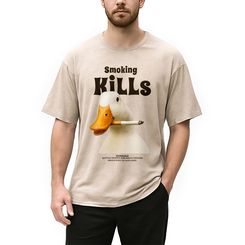 Goose Smoking Funny Meme  Washed T-Shirt