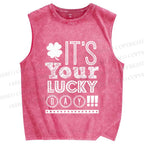 Unisex It's Your Lucky Day Printed Washed Tank Top