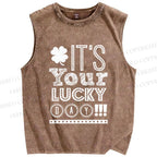 Unisex It's Your Lucky Day Printed Washed Tank Top