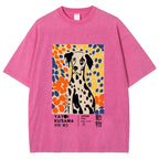 Unisex Yayoi Kusama Dog Printed Washed Tee