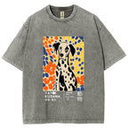 Unisex Yayoi Kusama Dog Printed Washed Tee