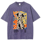 Unisex Yayoi Kusama Dog Printed Washed Tee
