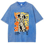 Unisex Yayoi Kusama Dog Printed Washed Tee