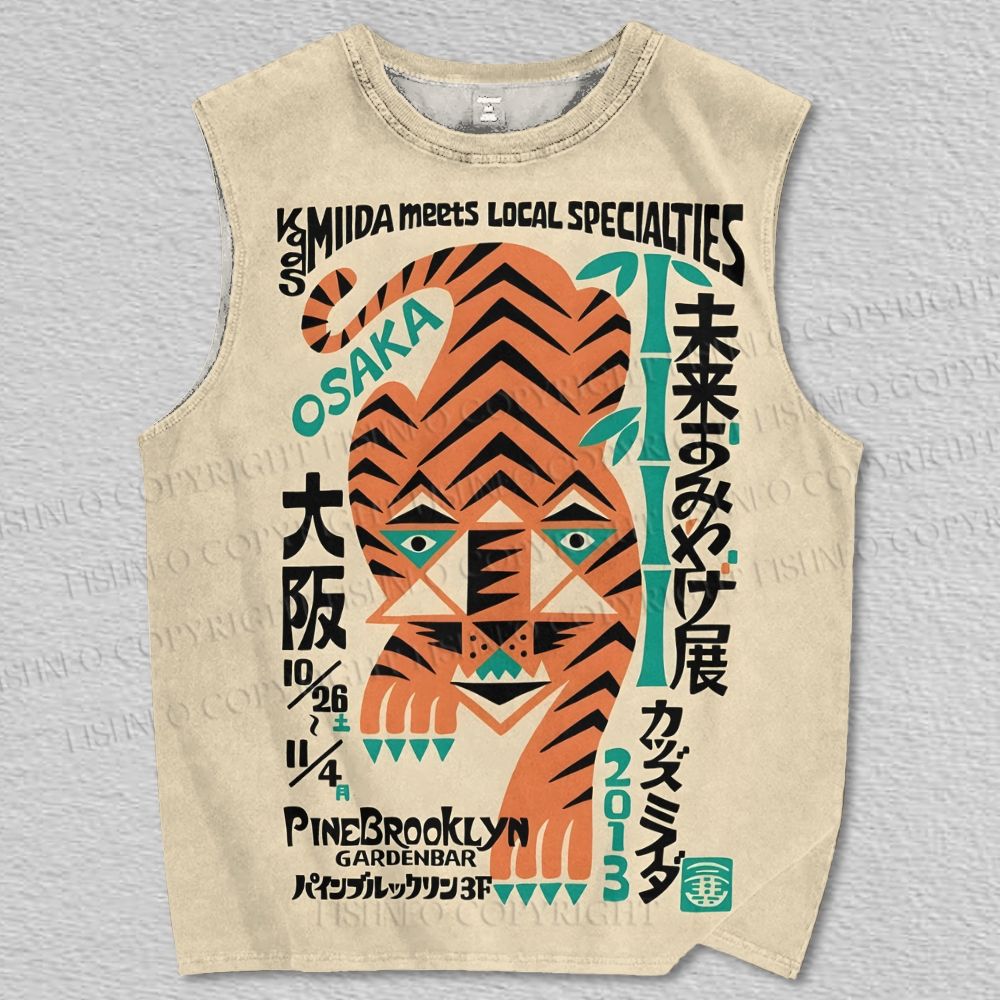 Unisex Osaka Tiger Printed Tank Top