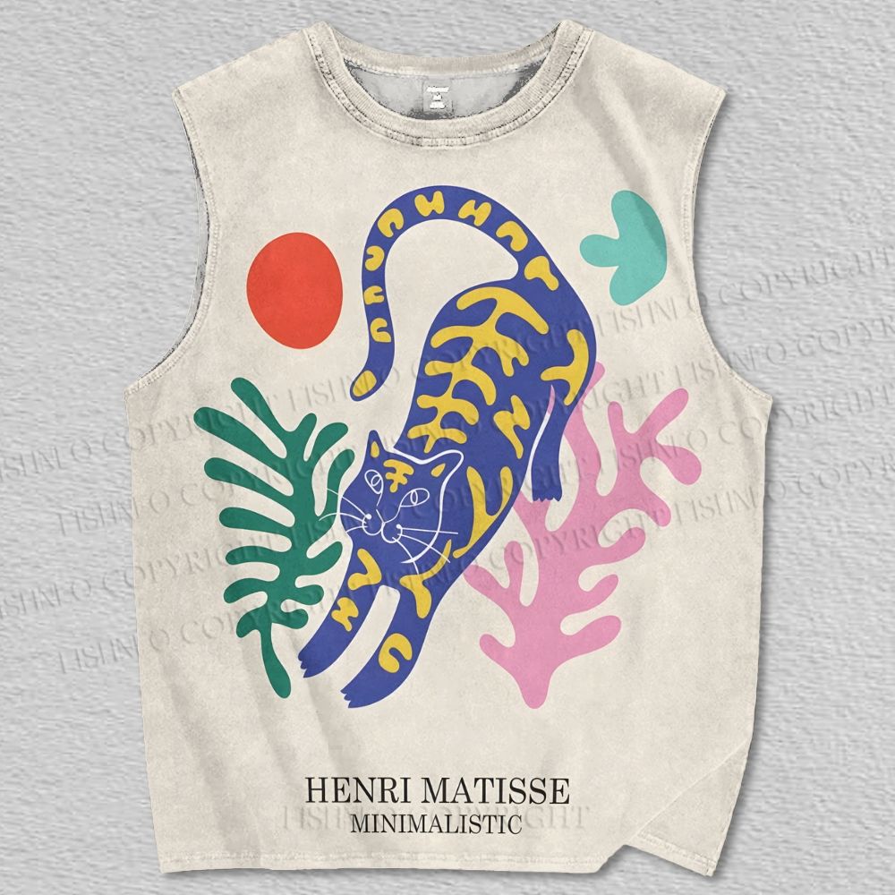 Unisex Minimalist Tiger Printed Tank Top