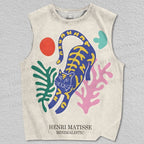 Unisex Minimalist Tiger Printed Tank Top