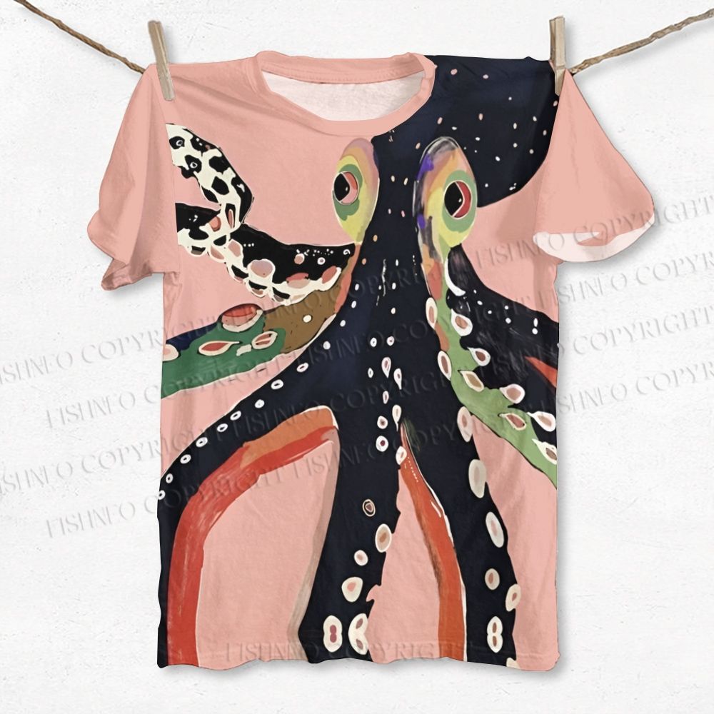 Unisex Octopus Printed Classic T-shirt