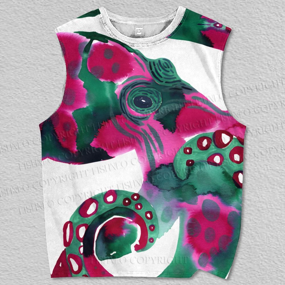 Unisex Octopus Printed Tank Top