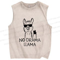 Unisex Silly No Drama Llama Printed Washed Tank Top
