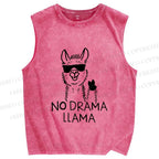 Unisex Silly No Drama Llama Printed Washed Tank Top