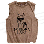 Unisex Silly No Drama Llama Printed Washed Tank Top