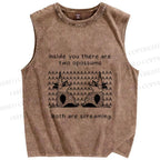 Unisex Two Opossums Screaming Printed Washed Tank Top