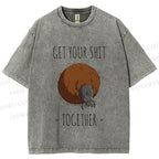 Unisex Dung Beetle Get Your Shit Together Printed Washed Tee