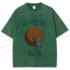 Unisex Dung Beetle Get Your Shit Together Printed Washed Tee