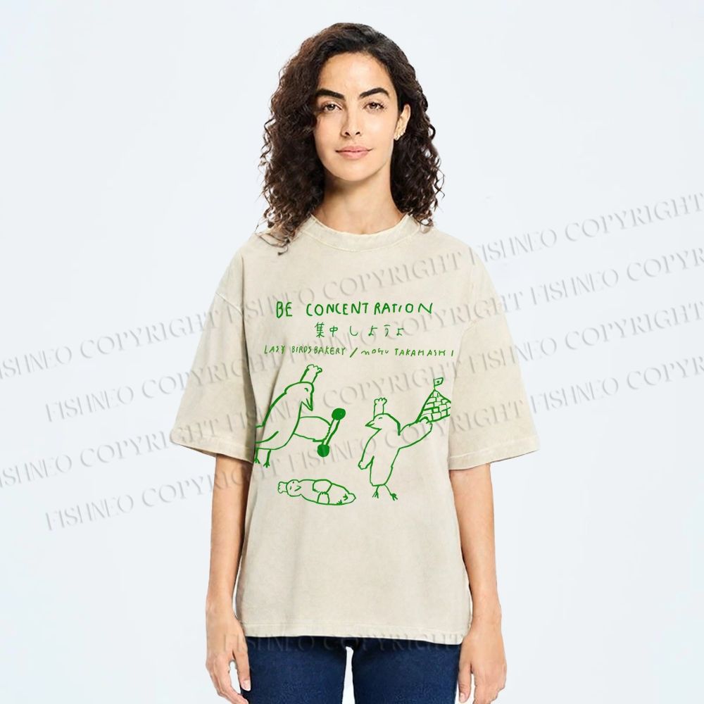 Unisex Lazy Birds Bakery Printed Washed Tee