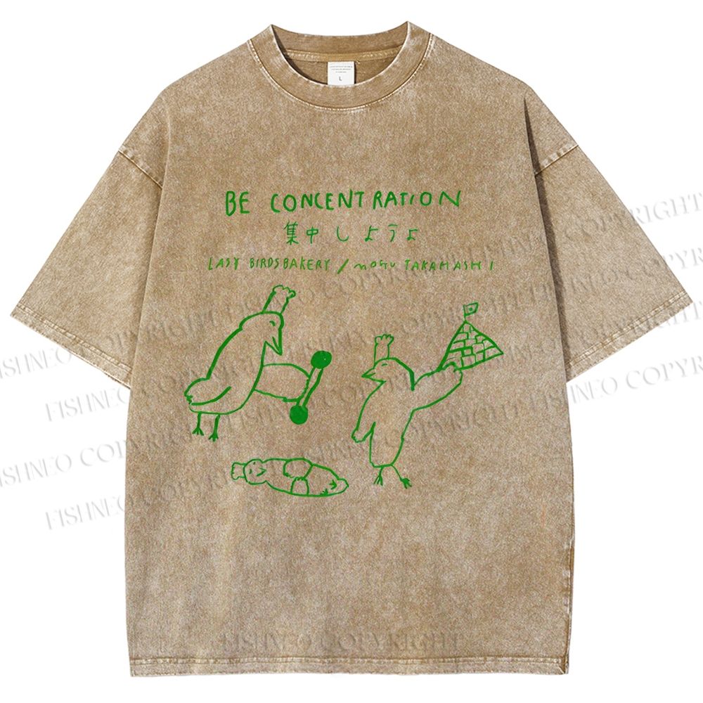 Unisex Lazy Birds Bakery Printed Washed Tee