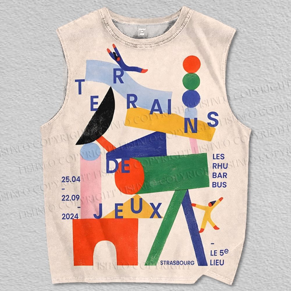 Unisex Geometric Playground Printed Tank Top