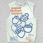 Unisex Paper Rock Scissors Printed Tank Top