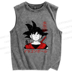 Unisex Son Goku Printed Washed Tank Top