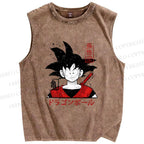 Unisex Son Goku Printed Washed Tank Top