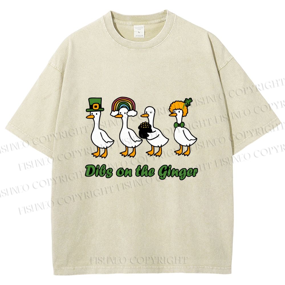 Unisex Dibs on the Ginger Geese in St. Patrick's Day Printed Washed Tee
