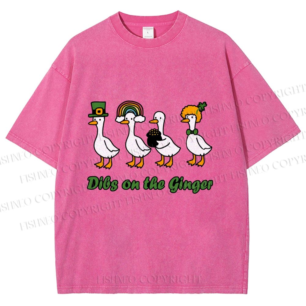 Unisex Dibs on the Ginger Geese in St. Patrick's Day Printed Washed Tee